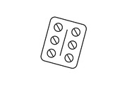 Plate with pills line icon on white