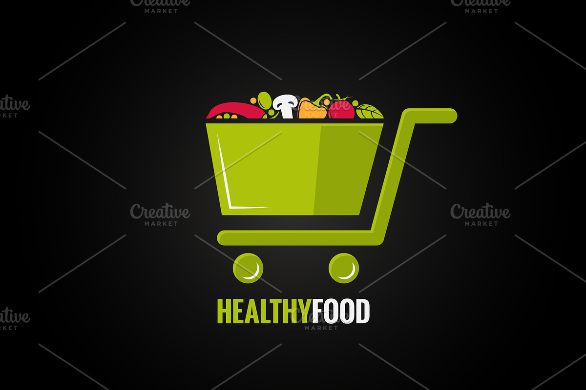 Shopping cart with healthy food in Illustrations - product preview 8