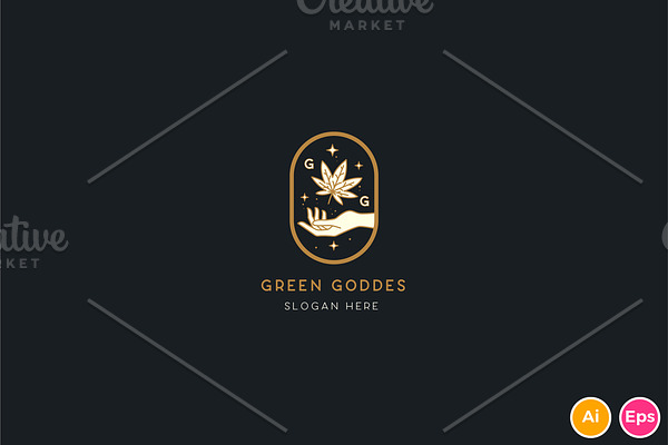 Green Goddess Cannabis Logo Template