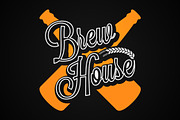 Beer Bottles Logo. Brew House Label
