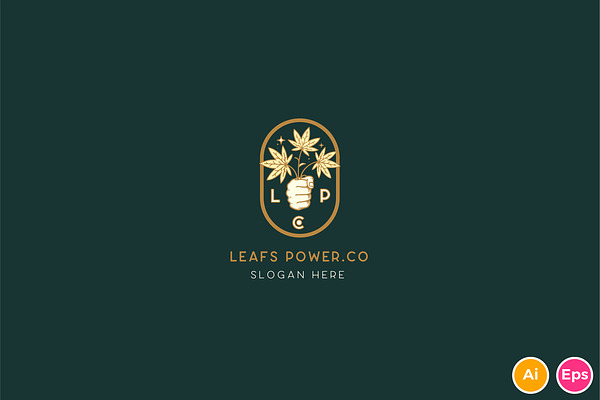 Leafs Power Cannabis Logo Template