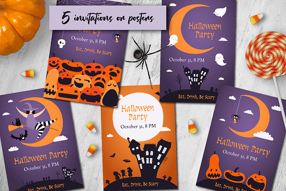 Halloween Invitations & Banners in Illustrations - product preview 2
