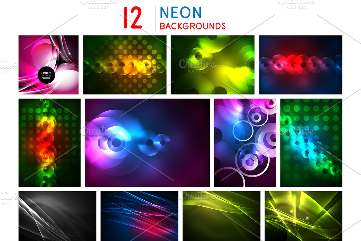 Set of abstract neon graphic design in Textures - product preview 8