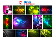 Set of abstract neon graphic design