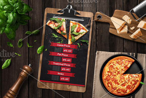 Artistic Pizza Menu Template in Brochure Templates - product preview 3