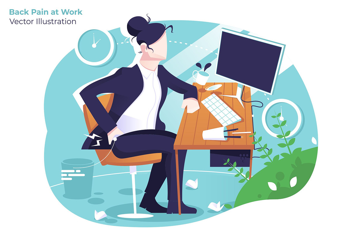Back Pain at Work - Illustration in Illustrations - product preview 8