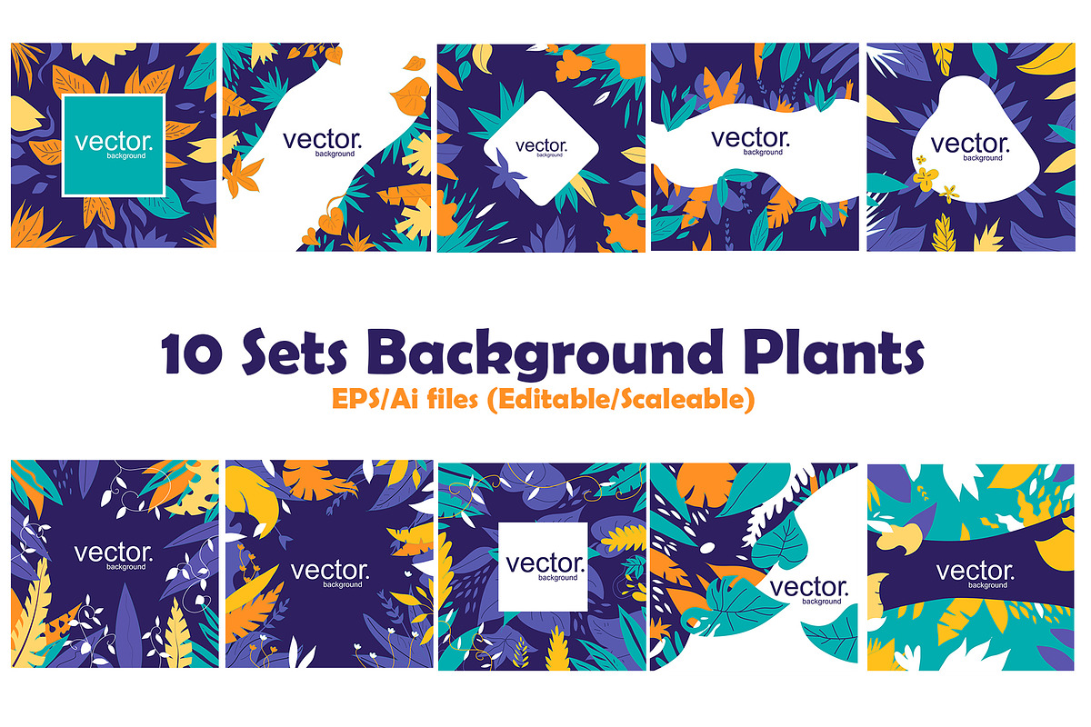 Set of Trendy Flat Plants Background in Illustrations - product preview 8