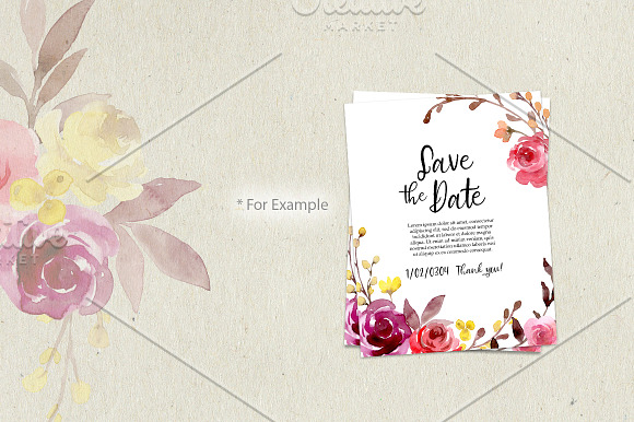 Bright Watercolor Flowers Roses PNG in Illustrations - product preview 3