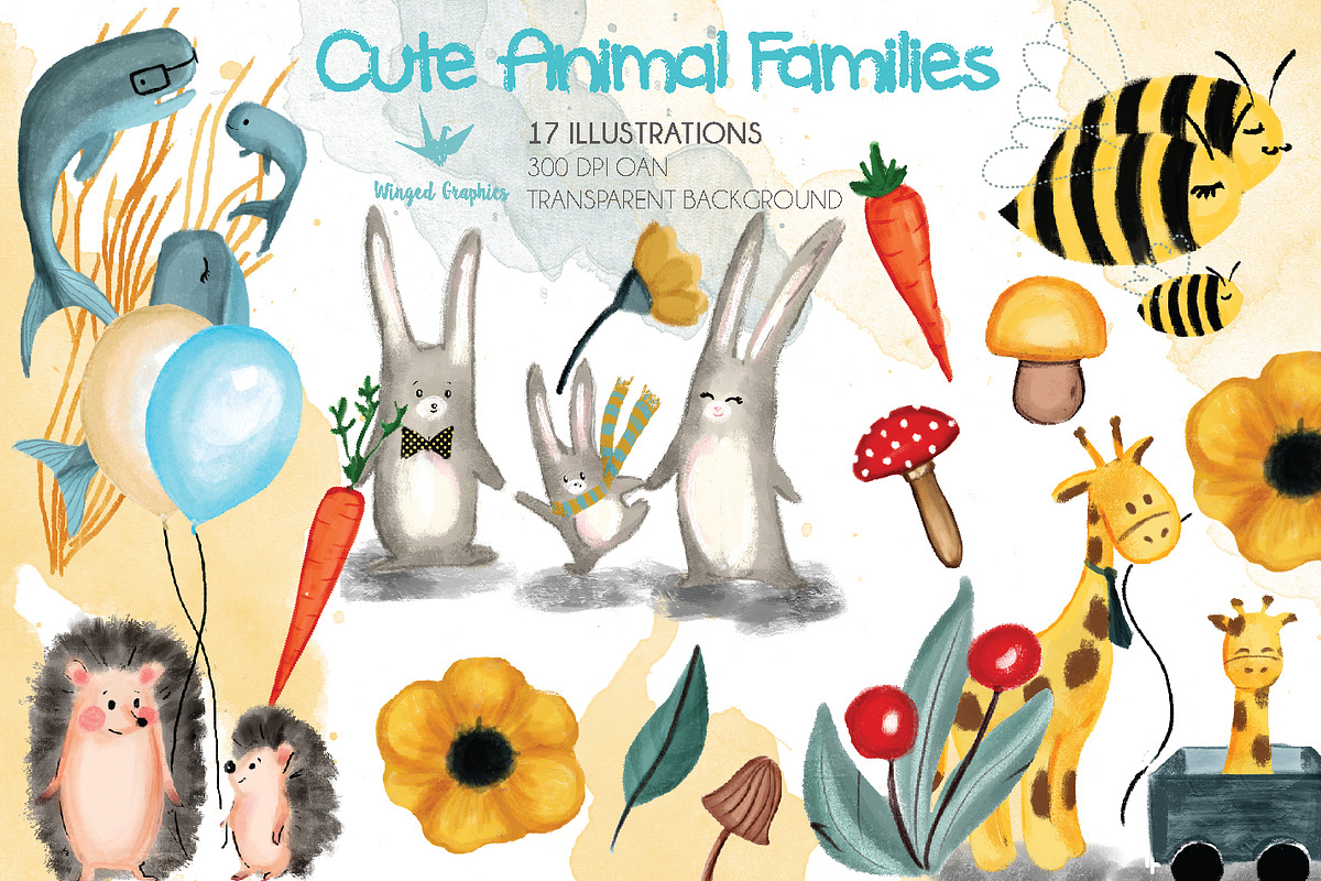 Cute animal families : illustrations in Illustrations - product preview 8