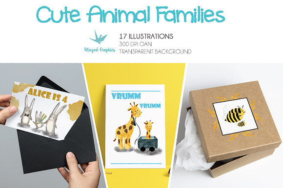 Cute animal families : illustrations in Illustrations - product preview 1