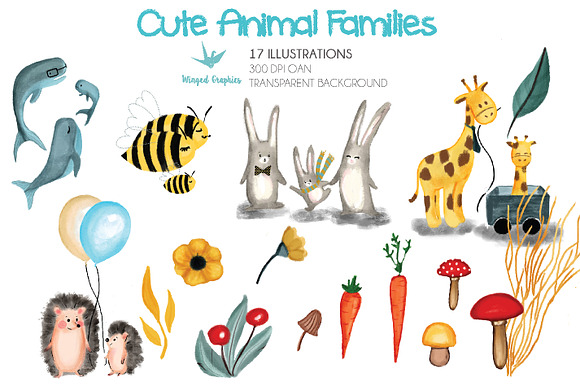 Cute animal families : illustrations in Illustrations - product preview 2