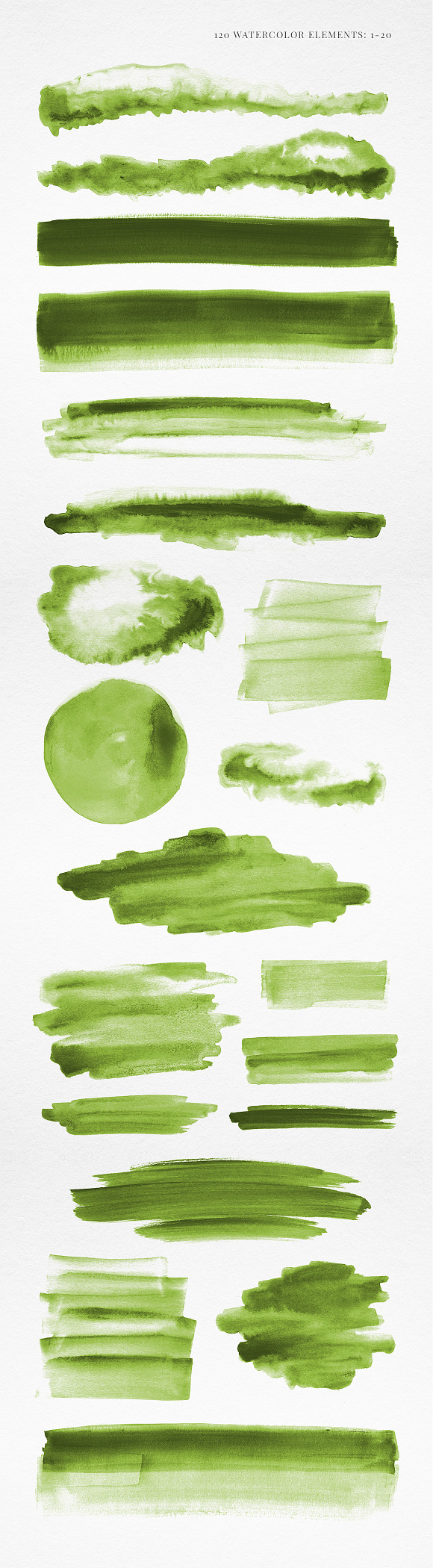 120 Watercolor Texture Shapes Green in Textures - product preview 1