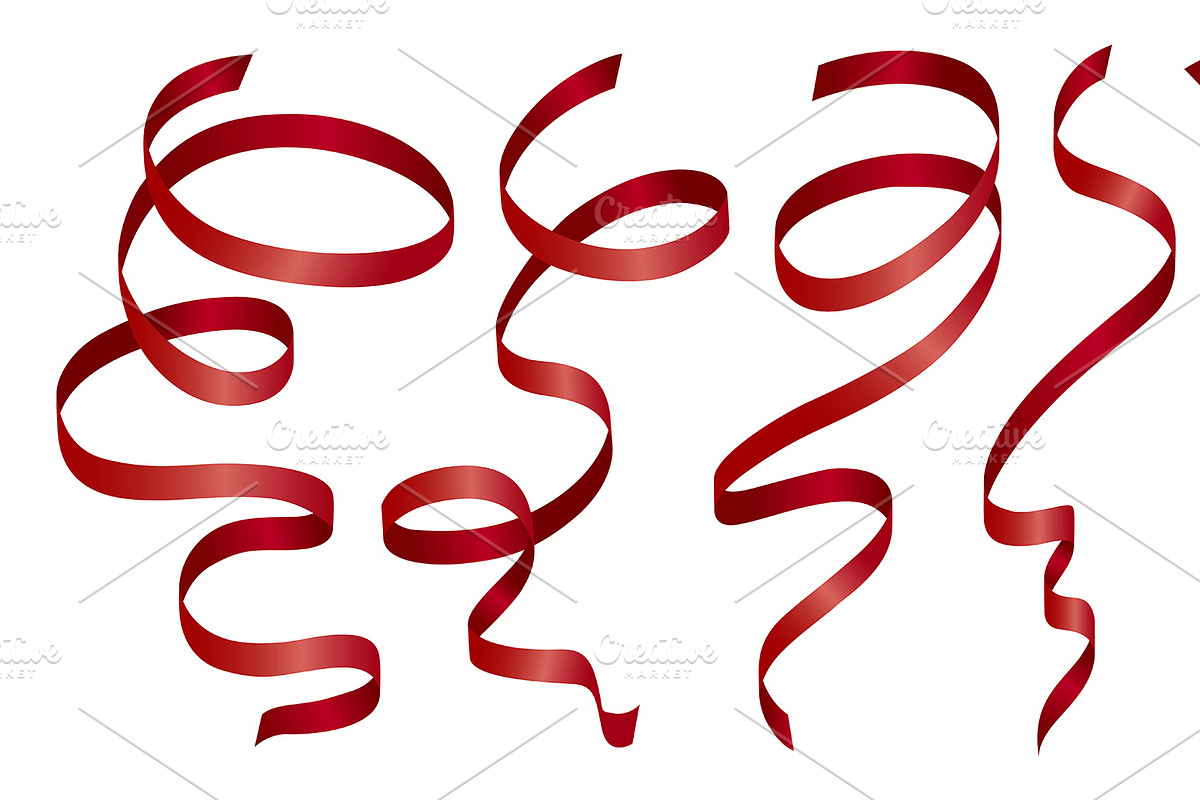 Red ribbon on white background in Illustrations - product preview 8