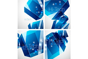 Glass blue cube technology abstract