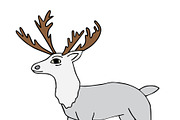 Cute deer with antlers, cartoon styl