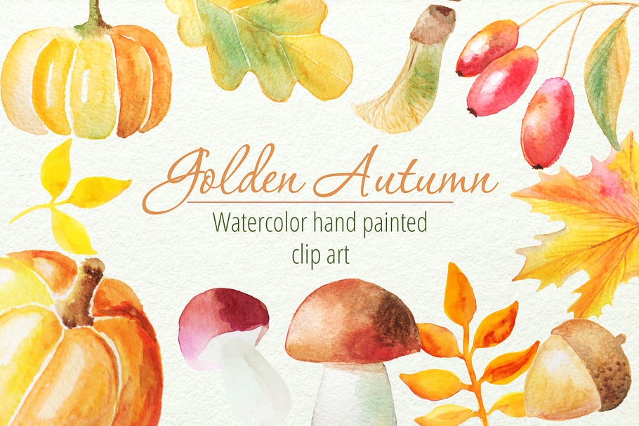 Autumn Watercolor Clip art in Illustrations - product preview 8