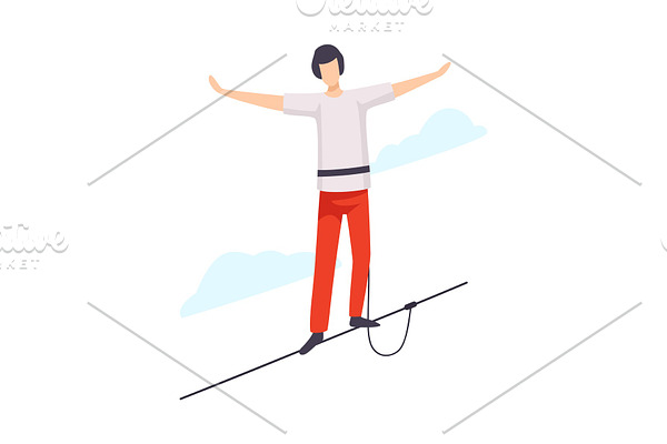 Balancing tightrope walker flat