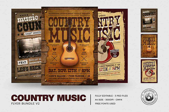 Country Music Flyer Bundle V2 in Flyer Templates - product preview 1