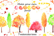 Autumn trees. Watercolor.