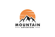 sunset mountain logo - vector illust