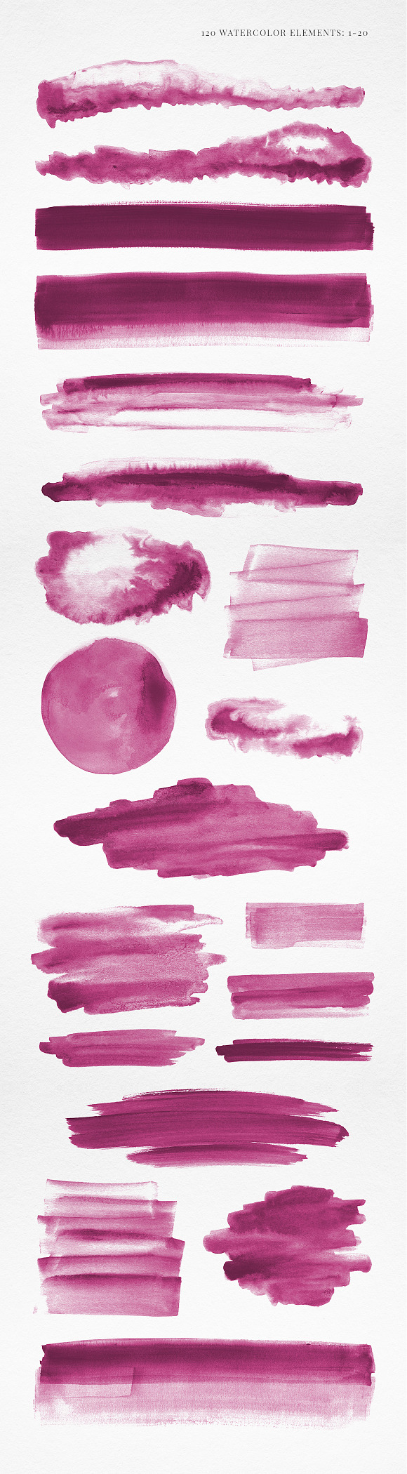120 Watercolor Texture Elements Pink in Textures - product preview 1