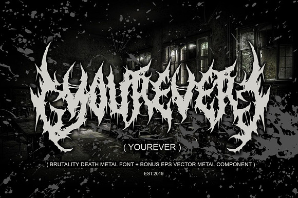 YOUREVER ( BRUTAL DEATH METAL FONT ) in Blackletter Fonts - product preview 1