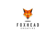 geometric fox head logo - vector