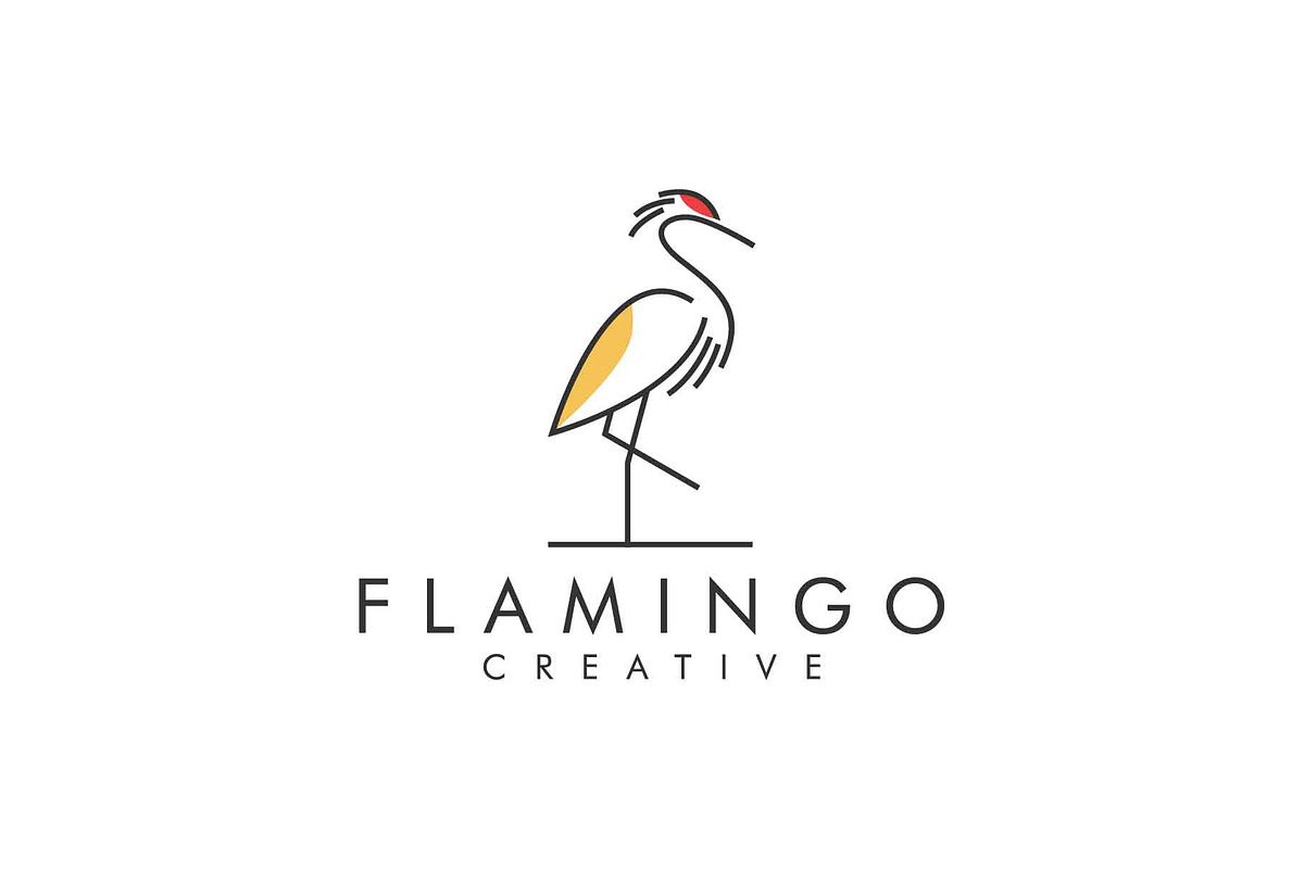 Simple Flamingo Line Logo - Vector in Logo Templates - product preview 8