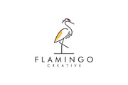 Simple Flamingo Line Logo - Vector