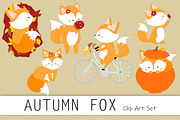 Autumn Fox clip art set