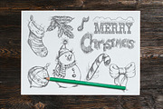 Merry Christmas hand drawn set