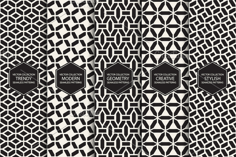 Set of seamless geometric patterns in Patterns - product preview 8