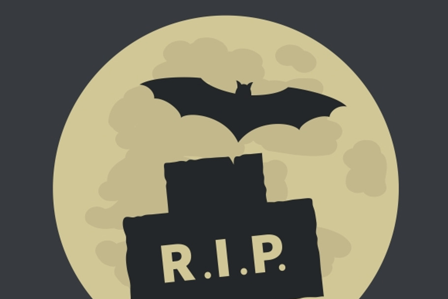 Grave cross with bat and moon in Graphics - product preview 8