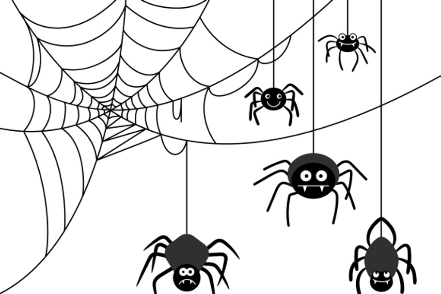 Spiders on cobweb