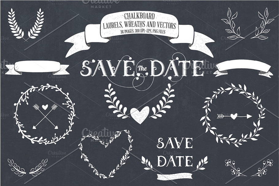 Chalkboard Laurels, Wreaths & Vector in Illustrations - product preview 8