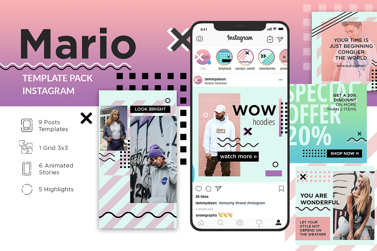 Instagram Template Pack - Mario in Instagram Templates - product preview 8