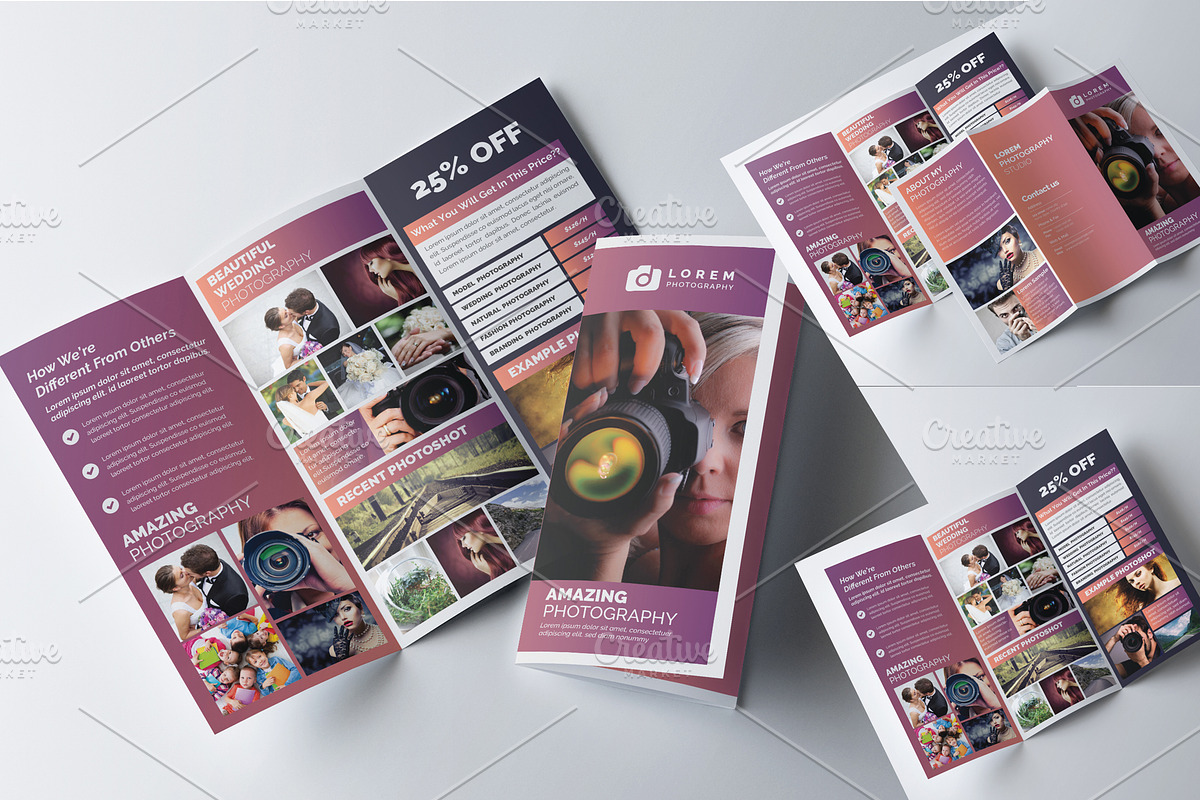 Photography Tri-fold Brochure in Brochure Templates - product preview 8