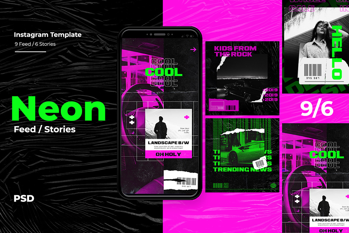 Neon Instagram Templates in Instagram Templates - product preview 8