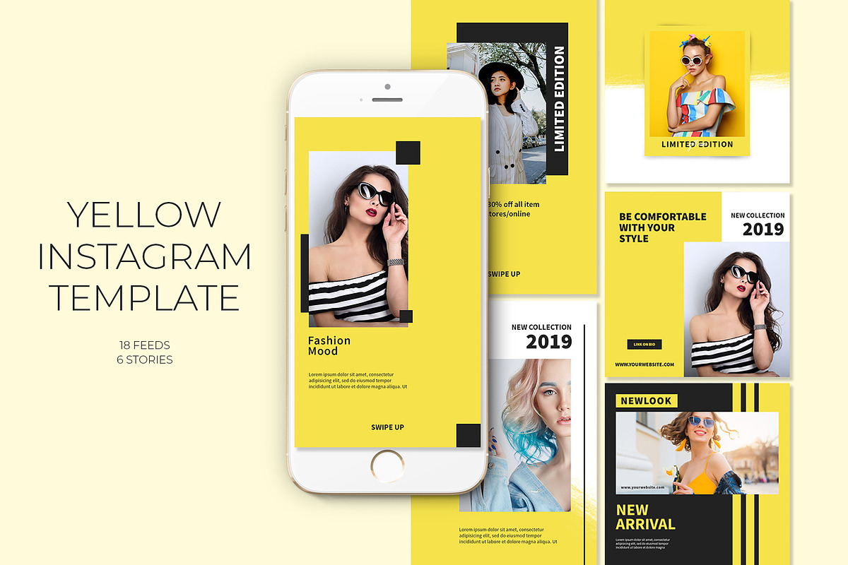 Yellow Instagram Templates in Instagram Templates - product preview 8