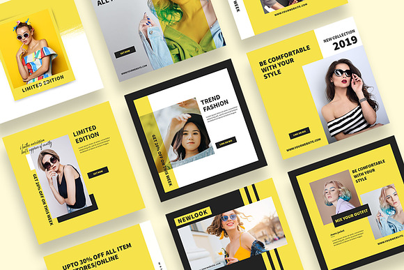 Yellow Instagram Templates in Instagram Templates - product preview 6
