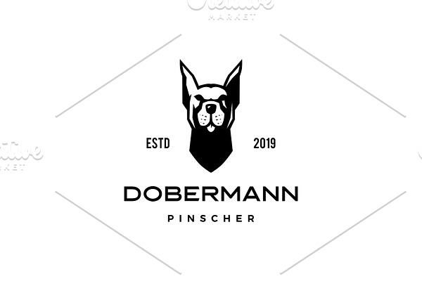 dobermann pinscher dog logo vector