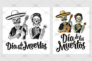 Skeletons with maracas and guitar