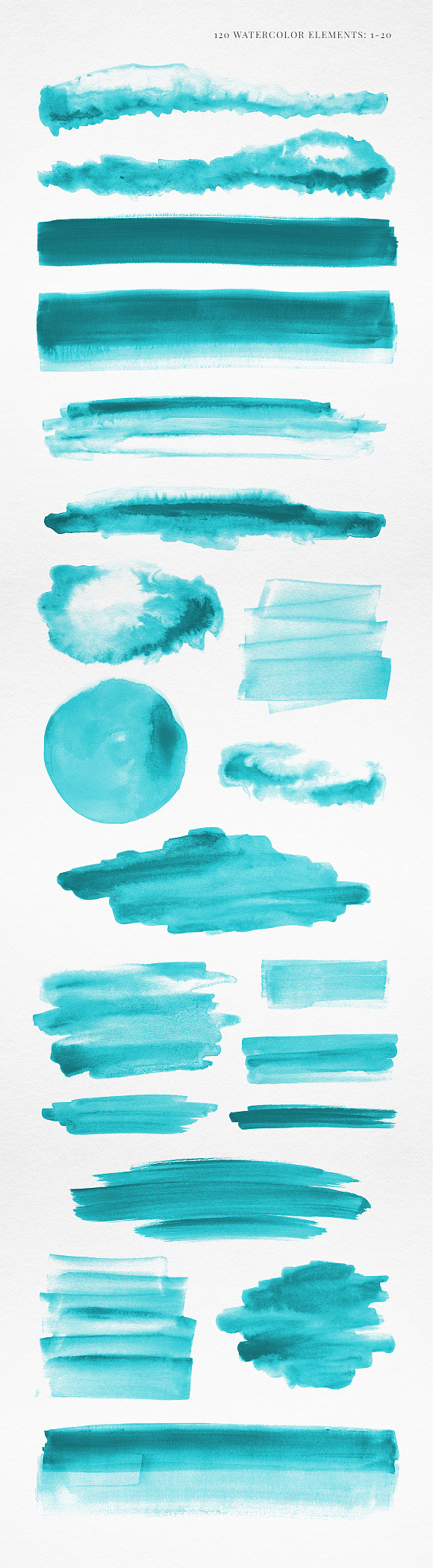 120 Watercolor Elements Turquoise in Textures - product preview 1