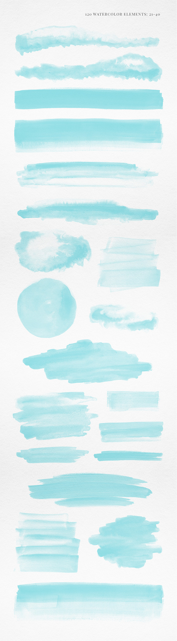 120 Watercolor Elements Turquoise in Textures - product preview 2
