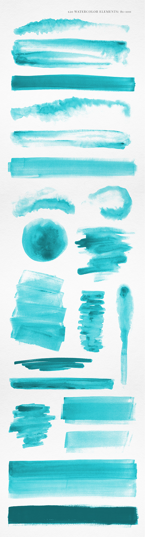 120 Watercolor Elements Turquoise in Textures - product preview 5