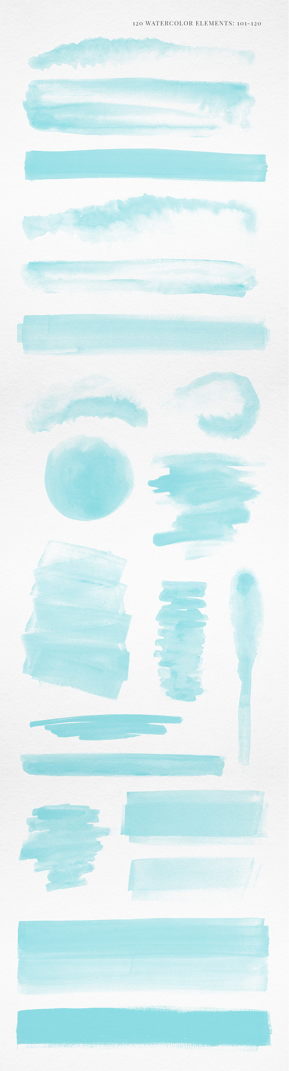 120 Watercolor Elements Turquoise in Textures - product preview 6
