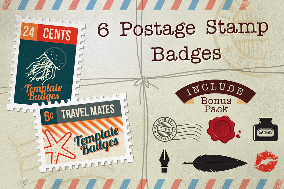 6 Postage Stamp Badges + Bonus in Objects - product preview 8