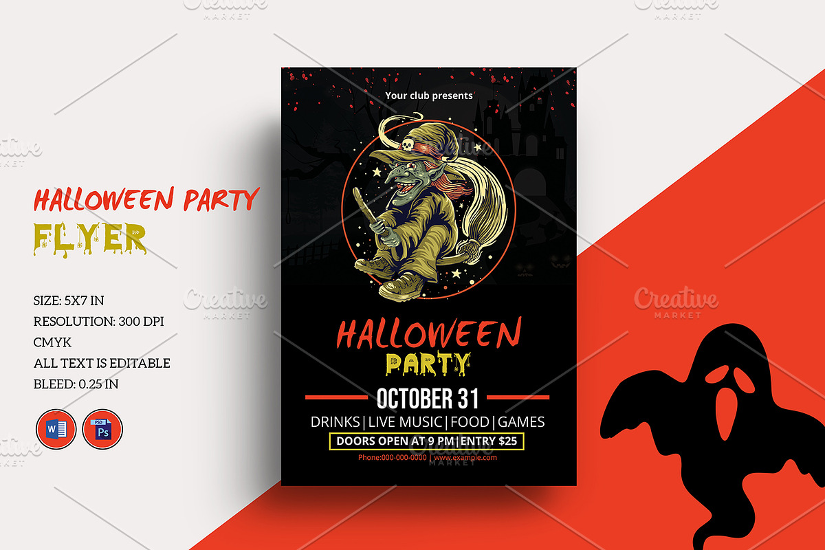 Halloween Party Flyer - V1085 in Flyer Templates - product preview 8