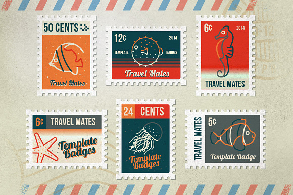 6 Postage Stamp Badges + Bonus in Objects - product preview 1