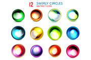 Set of abstract glass swirl spheres